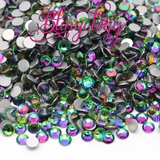 Green Rainbow Glass Round Flat Back Loose Rhinestones