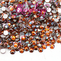Sunset Glow AB Glass Round Flat Back Loose Rhinestones