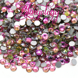 Pink Rainbow Glass Round Flat Back Loose Rhinestones