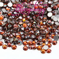 Burgundy AB Glass Round Flat Back Loose Rhinestones