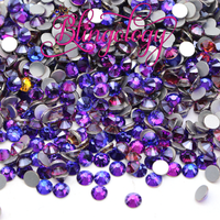 Purple Glass Round Flat Back Loose Rhinestones