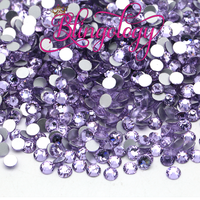 Light Purple Glass Round Flat Back Loose Rhinestones