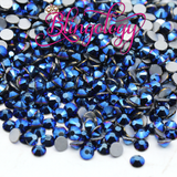 Blue Hematite Glass Round Flat Back Loose Rhinestones