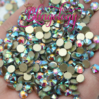 Blue Shadow Glass Round Flat Back Loose Rhinestones