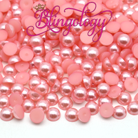 Blush Pink Pearls Resin Round Flat Back Loose Pearls