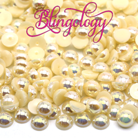 Champagne AB Pearls Resin Round Flat Back Loose Pearls