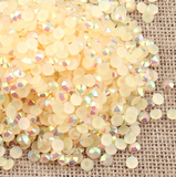 Live - 5mm Champagne AB Jelly Resin Round Flat Back Loose Rhinestones - 3,000pcs