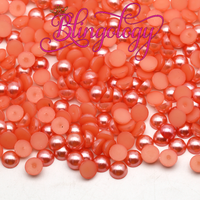 Coral Pearls Resin Round Flat Back Loose Pearls
