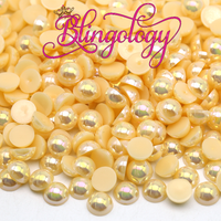 Creamsicle AB Pearls Resin Round Flat Back Loose Pearls