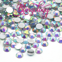 Crystal AB Resin Round Flat Back Loose Rhinestones