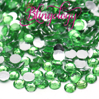 Medium Green Resin Round Flat Back Loose Rhinestones