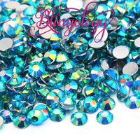 Aquamarine AB Resin Round Flat Back Loose Rhinestones