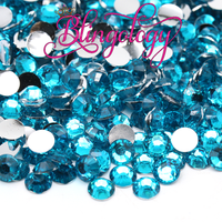Dark Aquamarine Resin Round Flat Back Loose Rhinestones