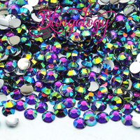 Purple AB Resin Round Flat Back Loose Rhinestones