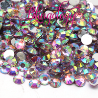 Pink AB Resin Round Flat Back Loose Rhinestones