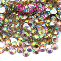 Champagne AB Resin Round Flat Back Loose Rhinestones
