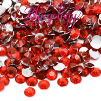 Light Siam Resin Round Flat Back Loose Rhinestones