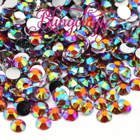 Siam AB Resin Round Flat Back Loose Rhinestones