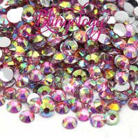 Light Rose AB Resin Round Flat Back Loose Rhinestones