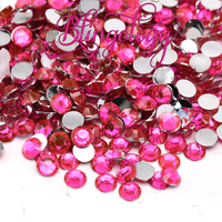 Hot Pink Resin Round Flat Back Loose Rhinestones