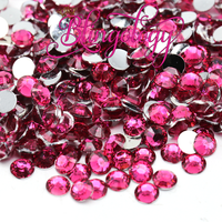 Fuchsia Resin Round Flat Back Loose Rhinestones