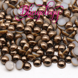 Dark Coffee Pearls Resin Round Flat Back Loose Pearls