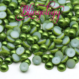 Dark Green Pearls Resin Round Flat Back Loose Pearls