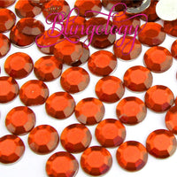 Dark Orange Resin Round Flat Back Loose Rhinestones
