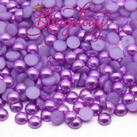 Violet Pearls Resin Round Flat Back Loose Pearls