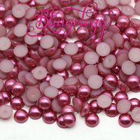 Mauve Pearls Resin Round Flat Back Loose Pearls