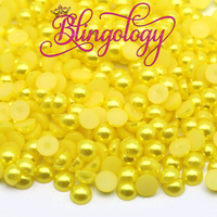 Yellow Pearls Resin Round Flat Back Loose Pearls