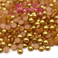 Flaxen Pearls Resin Round Flat Back Loose Pearls
