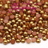 Tawny Brown Pearls Resin Round Flat Back Loose Pearls