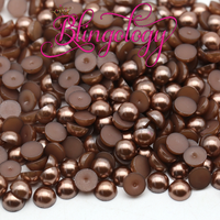 Bronze Pearls Resin Round Flat Back Loose Pearls