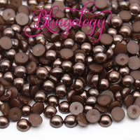 Cinnamon Pearls Resin Round Flat Back Loose Pearls