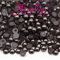 Chocolate Pearls Resin Round Flat Back Loose Pearls
