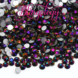 Fuchsia Hematite Glass Round Flat Back Loose Rhinestones