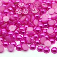 Fuchsia Pearls Resin Round Flat Back Loose Pearls