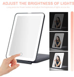 NIB LED Travel Mirror, Foldable - BLACK