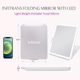 NIB LARGE LED Travel Mirror, Foldable - White/Leopard