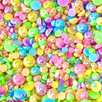 2-10mm Mixed Pearls and Rhinestones Resin Round Flat Back Loose Pearls #35 - 2000pcs