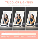 NIB LED Travel Mirror, Foldable - BLACK