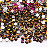 Gold AB Glass Round Flat Back Loose Rhinestones