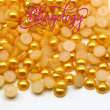 Golden Yellow Pearls Resin Round Flat Back Loose Pearls