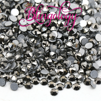 Hematite Glass Round Flat Back Loose Rhinestones