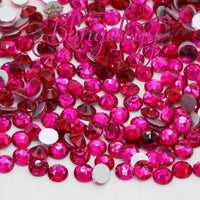 Hot Pink Glass Round Flat Back Loose Rhinestones
