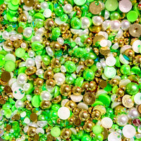 2-10mm Mixed Pearls & Rhinestones Round Flat Back Loose Pearls #133 - 2000pcs