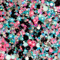 2-10mm Mixed Pearls & Rhinestones Round Flat Back Loose Pearls #132 - 2000pcs