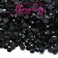 Black Jelly Resin Round Flat Back Loose Rhinestones