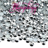 Silver Jelly Resin Round Flat Back Loose Rhinestones